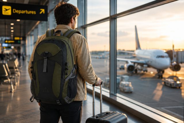 Backpack in an airport terminal