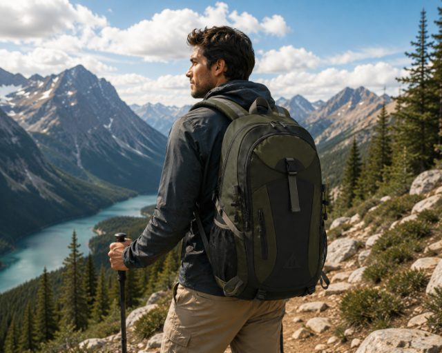 Backpack on a mountain trail